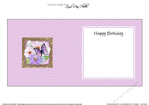 Flowers & Butterfly in a Gold Frame square landscape insert