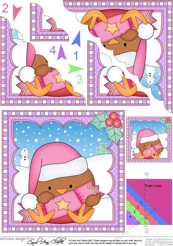 Cute Christmas Robin Scalloped Corner Stacker