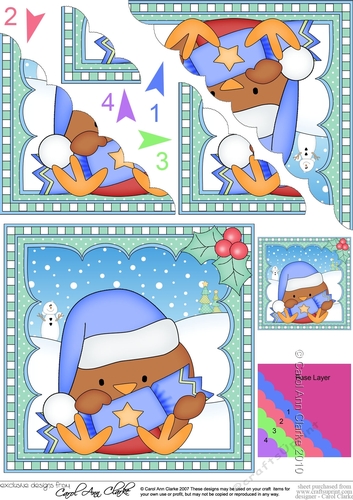 Cute Christmas Robin Scalloped Corner Stacker
