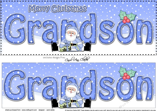 Large DL Merry Christmas GRANDSON 3D decoupage with Santa