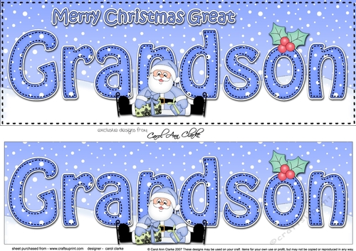 Large DL Merry Christmas GREAT GRANDSON 3D decoupage with Santa