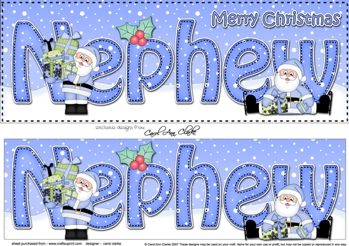 Large DL Merry Christmas NEPHEW 3D decoupage with Santa