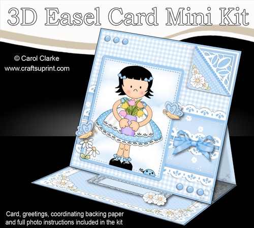 3D Easel Card Mini Kit - Pretty in Blue - Cute Girlz