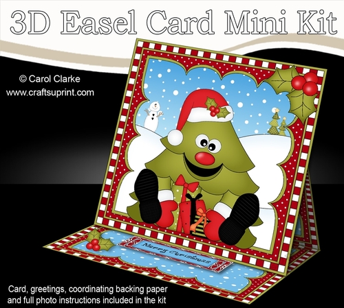 3D Easel Card Mini Kit - Christmas Tree has lots of Presents