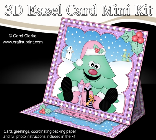 3D Easel Card Mini Kit - Christmas Tree has lots of Presents