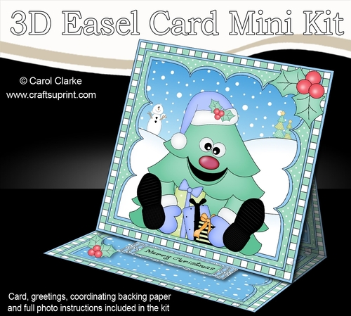 3D Easel Card Mini Kit - Christmas Tree has lots of Presents