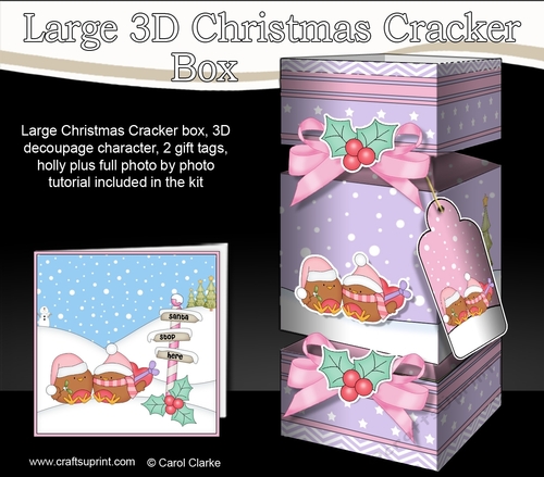 3D Large Christmas Cracker Box -  Bobbin Robin is in Love