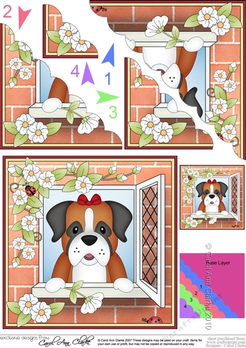 Scalloped Corner Stacker - Through the Window - Little Boxer Dog