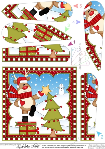 Christmas Rudolph Fan Pyramage Topper