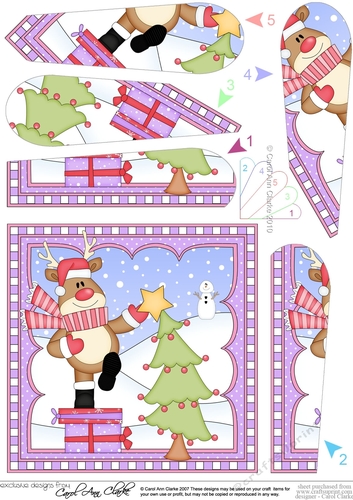Christmas Rudolph Fan Pyramage Topper