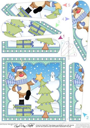 Christmas Rudolph Fan Pyramage Topper