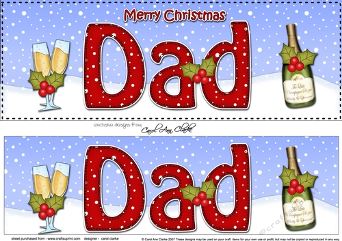 Large DL Merry Christmas DAD with Champagne 3D decoupage 