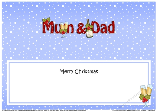 Large DL Merry Christmas MUM & DAD with Champagne insert