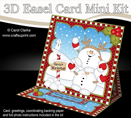 3D Easel Card Mini Kit - Christmas Snowball Sam is Snowballing