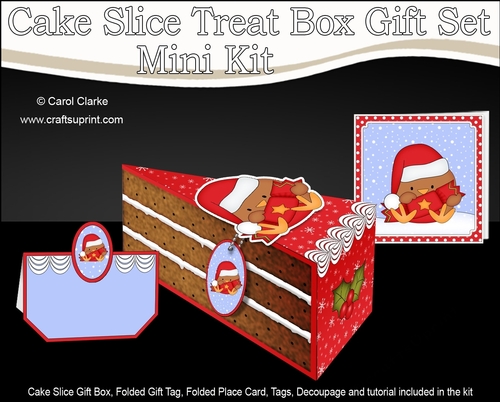 3D Christmas Cake Slice Treat Box Gift Set Mini Kit - Bobbin Robbin