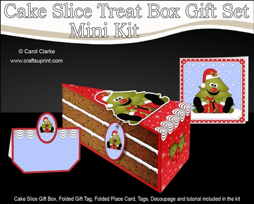 3D Christmas Cake Slice Treat Box Gift Set Mini Kit - Cute Xmas Tree