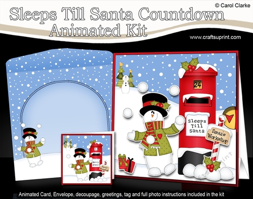 3D Animated Sleeps Till Santa Christmas Postbox Countdown Card Kit - Snowman Rio is Snowballing