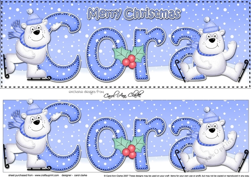 Large DL Merry Christmas CORA 3D decoupage