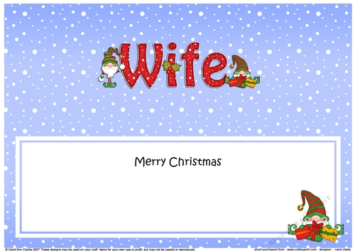 Large DL Merry Christmas WIFE insert with Gnome insert