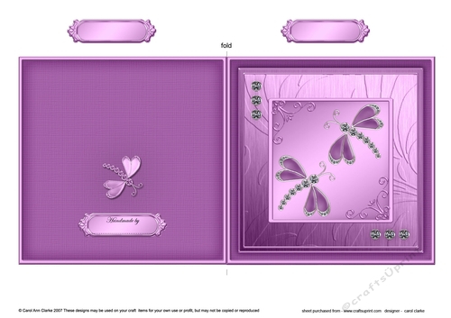 Diamante Dragonflies Quick Cut and Fold Card  