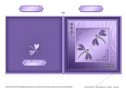Diamante Dragonflies Quick Cut and Fold Card  