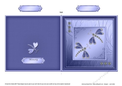 Diamante Dragonflies Quick Cut and Fold Card  