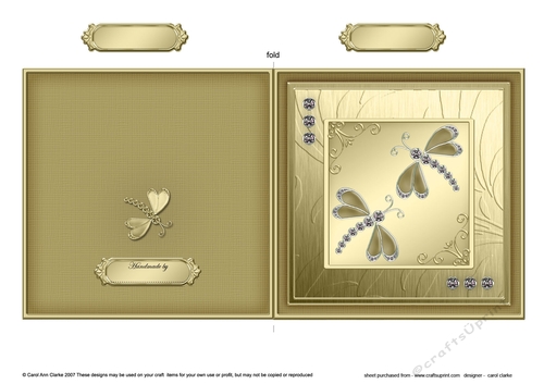 Diamante Dragonflies Quick Cut and Fold Card  