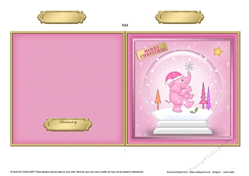 Christmas Elephant in a Snowglobe Quick Cut and Fold Card 