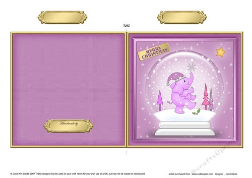 Christmas Elephant in a Snowglobe Quick Cut and Fold Card 