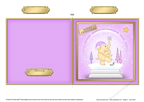 Christmas Elephant in a Snowglobe Quick Cut and Fold Card 