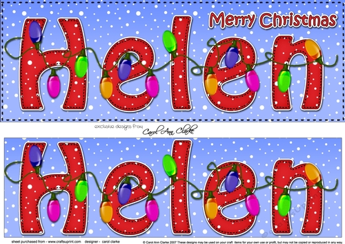 Large DL Merry Christmas HELEN 3D decoupage