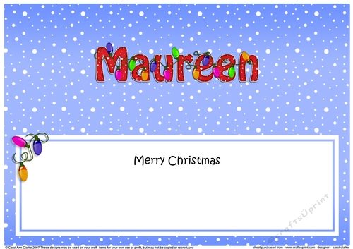 Large DL Merry Christmas MAUREEN insert