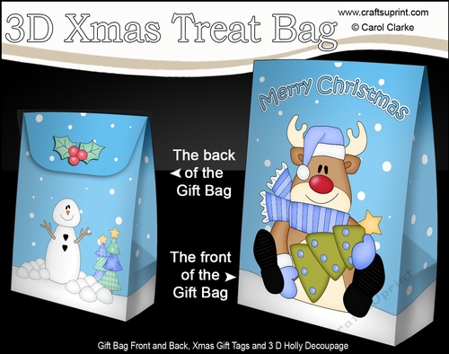 3D Christmas Gift Bag Mini Kit - Rudolph has an Xmas Tree