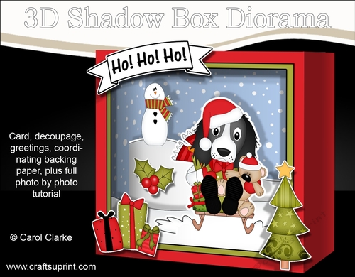 3D Christmas Diorama Shadow Box Card Mini Kit - Little Springer Spaniel Dog