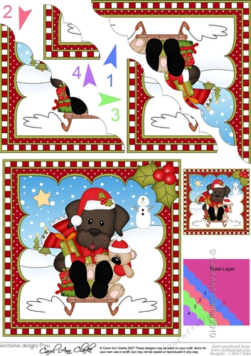 Christmas Scalloped Corner Stacker - Little Chocolate Labrador Dog 