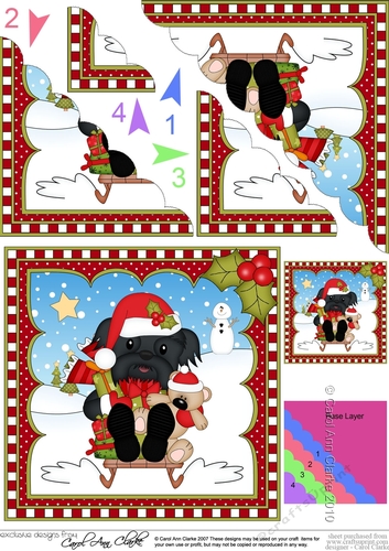 Christmas Scalloped Corner Stacker - Little Shih Tzu Dog