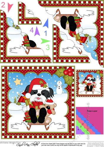 Christmas Scalloped Corner Stacker - Little Shih Tzu Dog