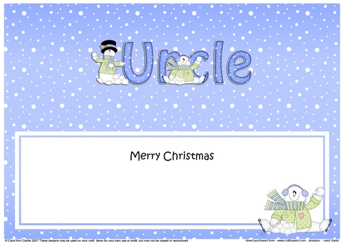 Large DL Merry Christmas UNCLE insert with Snowman Rio