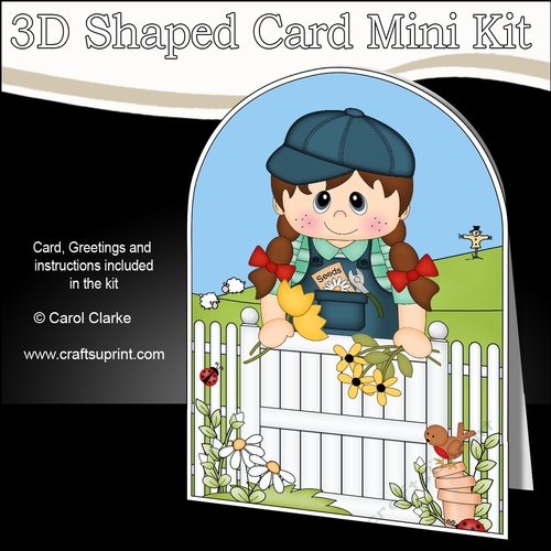 3D Shaped Card  Kit - In the Garden - Young Girl is picking Flowers