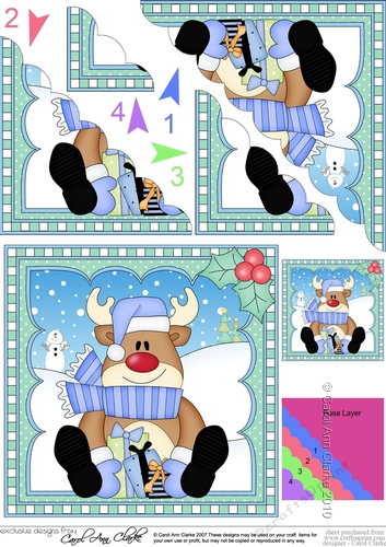 Christmas Rudolph Scalloped Corner Stacker