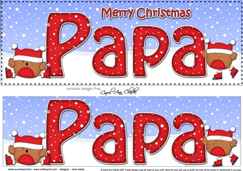 Large DL Merry Christmas PAPA 3D decoupage with Bobbin Robin