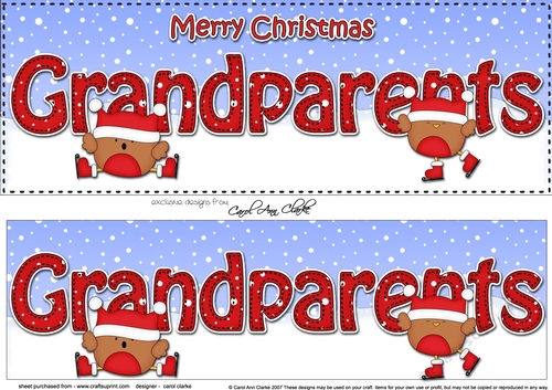 Large DL Merry Christmas GRANDPARENTS 3D decoupage with Bobbin Robin