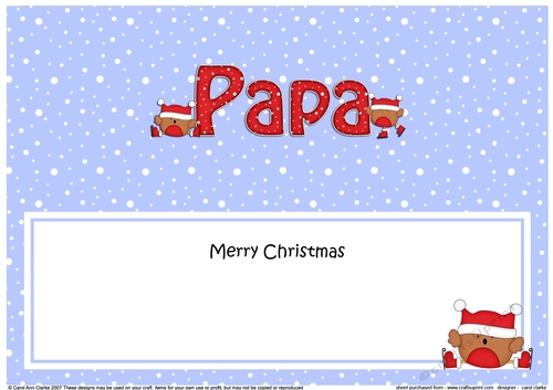 Large DL Merry Christmas PAPA insert with Bobbin Robin