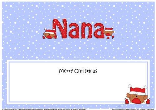 Large DL Merry Christmas NANA insert with Bobbin Robin