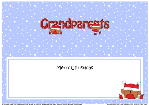 Large DL Merry Christmas GRANDPARENTS insert with Bobbin Robin