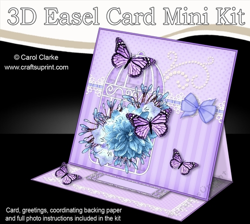 3D Easel Card Mini Kit - Pretty Floral Birdcage with Butterflies