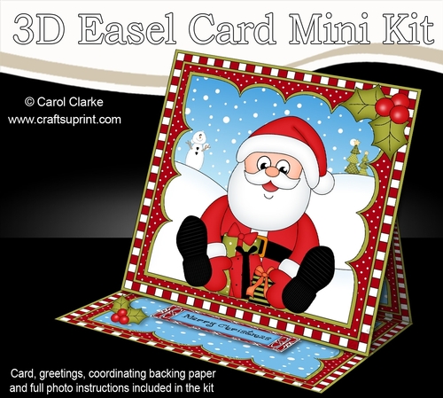 3D Easel Card Mini Kit - Christmas Santa has lots of Presents!