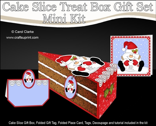 3D Christmas Cake Slice Treat Box Gift Set Mini Kit - Snowball Sam