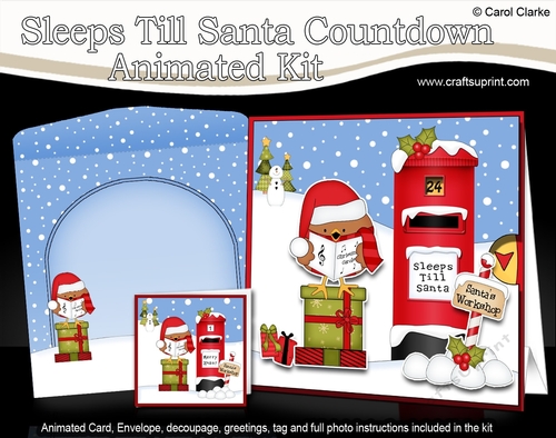 3D Animated Sleeps Till Santa Christmas Postbox Countdown Card Kit - Bobbin Robin is Carol Singing