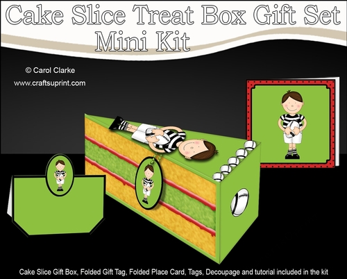 Rugby Boy - Cake Slice Treat Box Gift Set Mini Kit